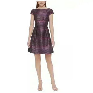 Vince Camuto Women's Metallic Jacquard Fit and Flare Dress, 14